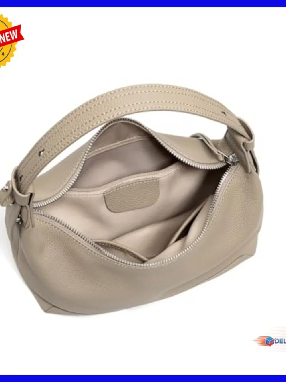 Genuine Leather Hobo Bag Slouchy Crescent Shoulder Crossbody Purse with Mini